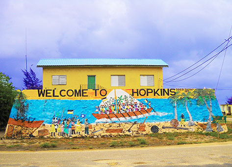 Welcome To Hopkins Sign in Belize