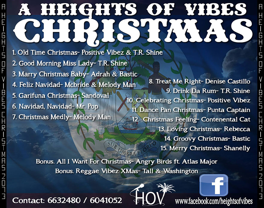 Belize Heights of Vibes Christmas CD - Back